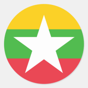 Adesivo Redondo Bandeira de Myanmar