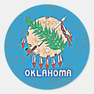 ADESIVO REDONDO BANDEIRA DE OKLAHOMA