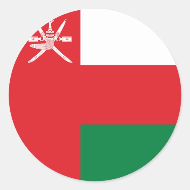 Adesivo Redondo Bandeira de Omã (Frente)