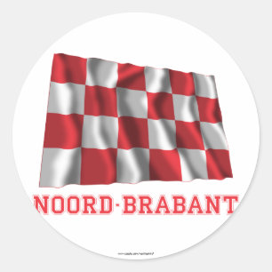 Adesivo Redondo Bandeira de ondulação de Noord-Brabante com nome