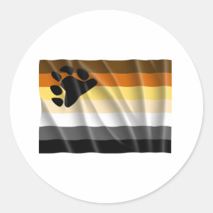 Adesivo Redondo Bandeira de ondulação do orgulho do urso