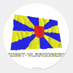 Adesivo Redondo Bandeira de ondulação ocidental de Flanders com