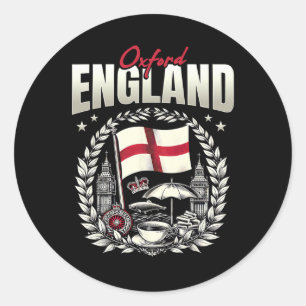Adesivo Redondo Bandeira de Oxford Inglaterra Lembrança Viagem Oxf