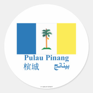 Adesivo Redondo Bandeira de Penang com nome