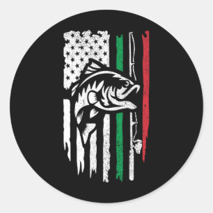 Adesivo Redondo Bandeira de pesca italiana americana Byss para pes