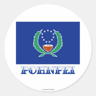 Adesivo Redondo Bandeira de Pohnpei, com nome