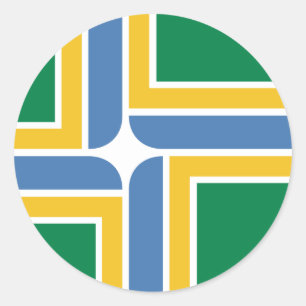 Adesivo Redondo Bandeira de Portland, Oregon, os Estados Unidos