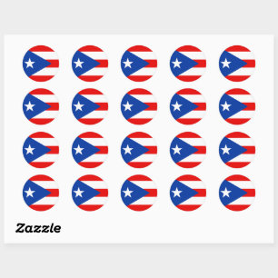 Adesivo Redondo bandeira de Porto Rico