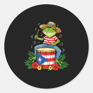 Adesivo Redondo Bandeira de Porto Rico Sapo Coqui Porto Rico Hispa