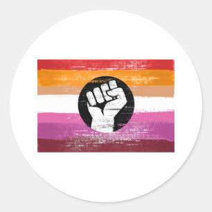 Adesivo Redondo Bandeira de protesto pintada de lésbica