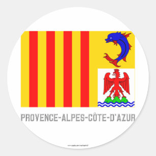 Adesivo Redondo Bandeira de Provence-Alpes-Côte-d'Azur com nome