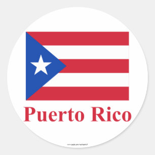 Adesivo Redondo Bandeira de Puerto Rico com nome