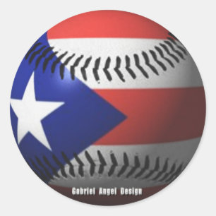 Adesivo Redondo Bandeira de Puerto Rico que cobre um basebol