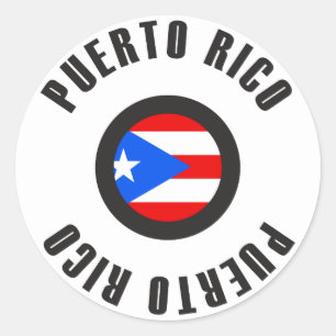 Adesivo Redondo Bandeira de Puerto Rico simples