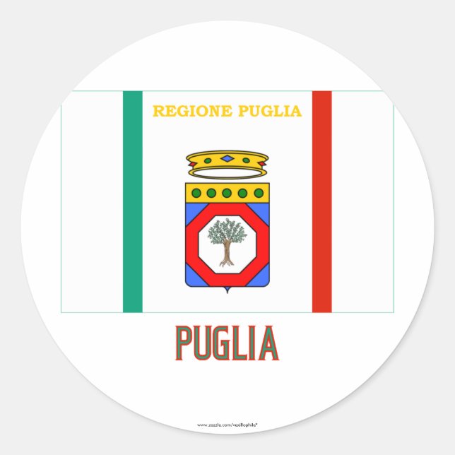Adesivo Redondo Bandeira de Puglia com nome (Frente)