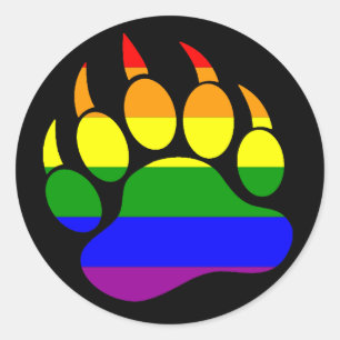 Adesivo Redondo BANDEIRA DE RAINBOL DE PAPEL DE URSO EM PRETO - Ad