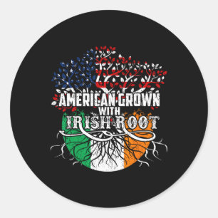 Adesivo Redondo Bandeira de Raiz Irlandesa Crescida Americana Irla
