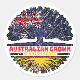 Adesivo Redondo Bandeira de Raízes da Árvore Australiana da espanh