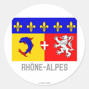 Adesivo Redondo Bandeira de Rhône Alpes com nome