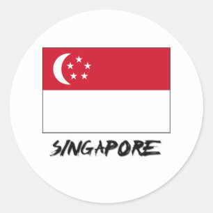 Adesivo Redondo Bandeira de Singapore
