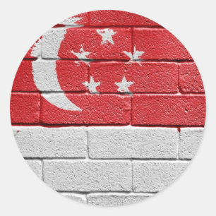 Adesivo Redondo Bandeira de Singapore