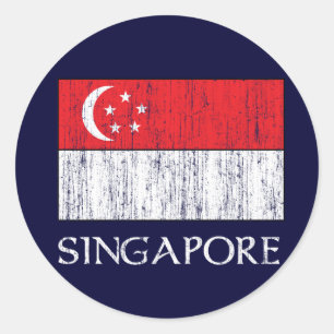 Adesivo Redondo Bandeira de Singapore