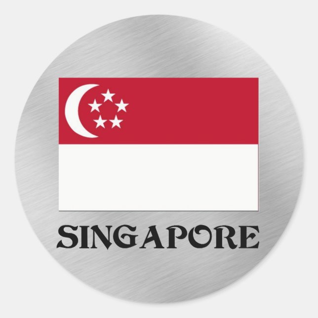 Adesivo Redondo Bandeira de Singapura (Frente)