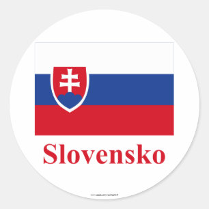 Adesivo Redondo Bandeira de Slovakia com nome em eslovaco