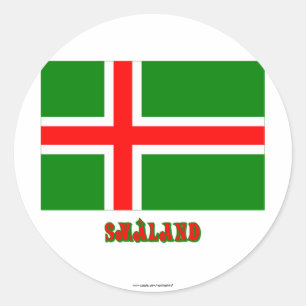 Adesivo Redondo Bandeira de Småland com o nome (não oficial)