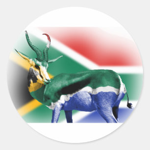 Adesivo Redondo Bandeira de Springbock na África do Sul