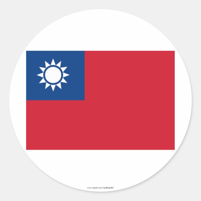 Adesivo Redondo Bandeira de Taiwan (Frente)