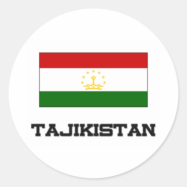 Adesivo Redondo Bandeira de Tajikistan (Frente)