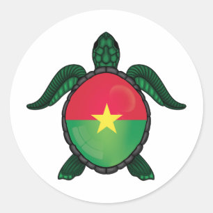 Adesivo Redondo Bandeira de tartaruga do Burkina Faso
