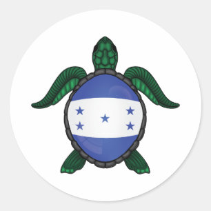 Adesivo Redondo Bandeira de tartaruga-do-mar das Honduras