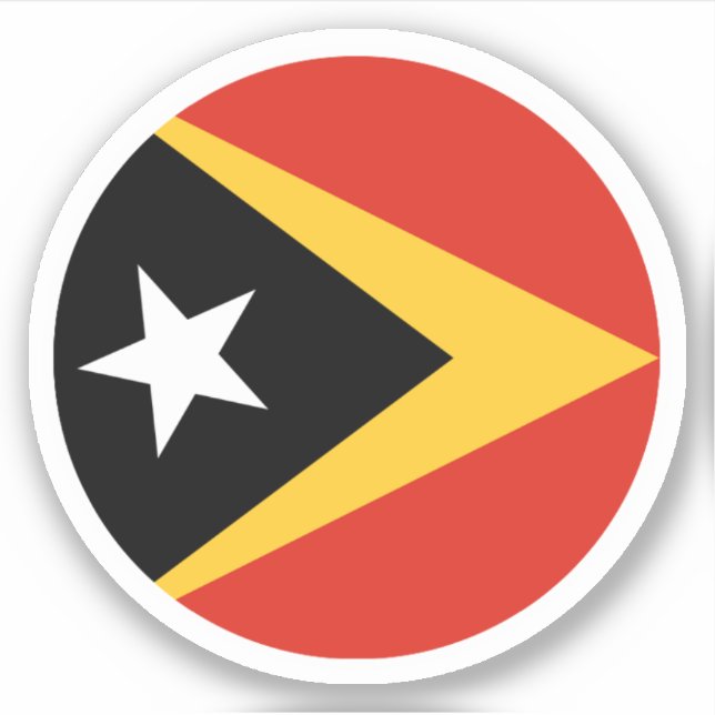 Adesivo Redondo Bandeira de Timor-Leste (Frente)