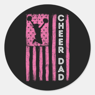 Adesivo Redondo Bandeira de Torcida Cor-de-Rosa Cheer Dad 