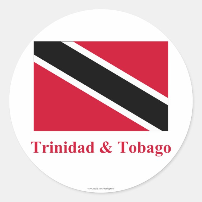 Adesivo Redondo Bandeira de Trinidad e Tobago com nome (Frente)