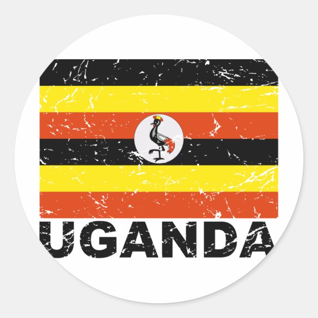 Adesivo Redondo Bandeira de Uganda (Frente)