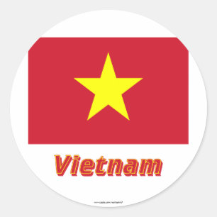 Adesivo Redondo Bandeira de Vietnam com nome