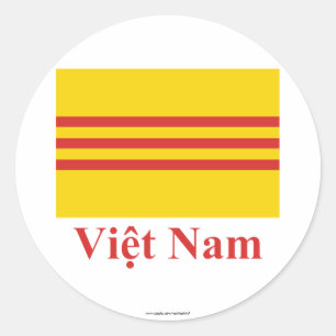 Adesivo Redondo Bandeira de Vietnam sul com nome no vietnamita