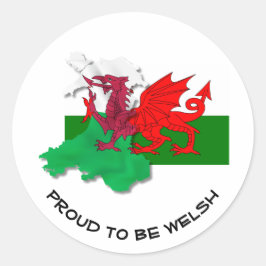 Adesivo Redondo BANDEIRA DE WALES, Dragão Vermelho