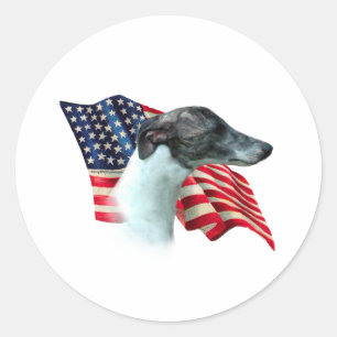Adesivo Redondo Bandeira de Whippet