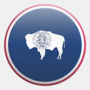 Adesivo Redondo Bandeira de Wyoming