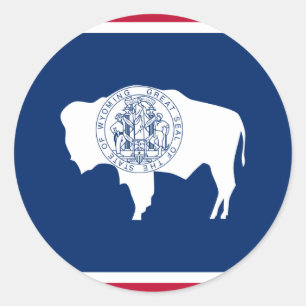 Adesivo Redondo Bandeira de Wyoming, os Estados Unidos