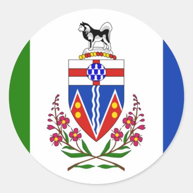 Adesivo Redondo Bandeira de Yukon, Canadá (Frente)