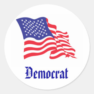 Adesivo Redondo Bandeira Democrata Americana