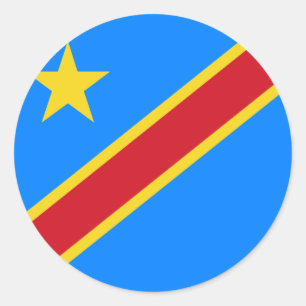 Adesivo Redondo Bandeira Democrática de Congo - a República