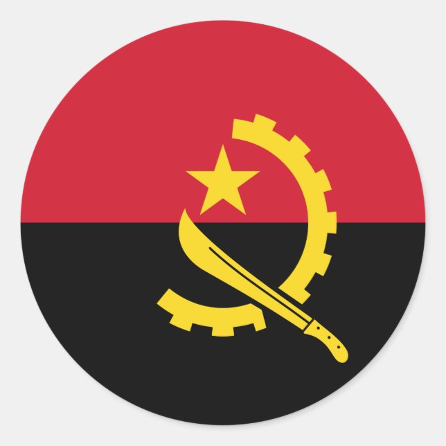 Adesivo Redondo Bandeira do Angola Sticker (Frente)