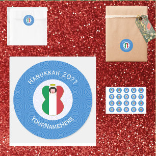 Adesivo Redondo Bandeira do Anjo Italiano para Hanukkah