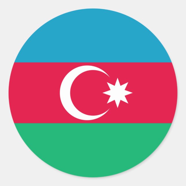Adesivo Redondo Bandeira do Azerbaijão Sticker (Frente)